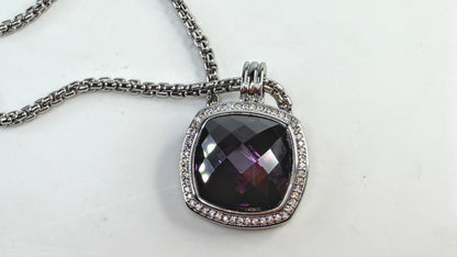 Vintage David Yurman Albion Diamond Amethyst Necklace Silver 19.25" 23.3g JR1645