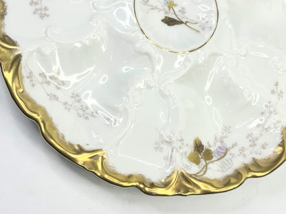 Antique Limoges Oyster Plate with Gold Paste 8.5" A480