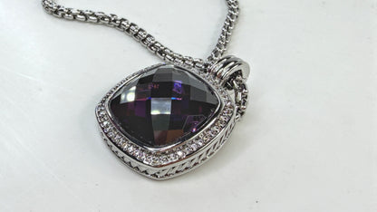 Vintage David Yurman Albion Diamond Amethyst Necklace Silver 19.25" 23.3g JR1645