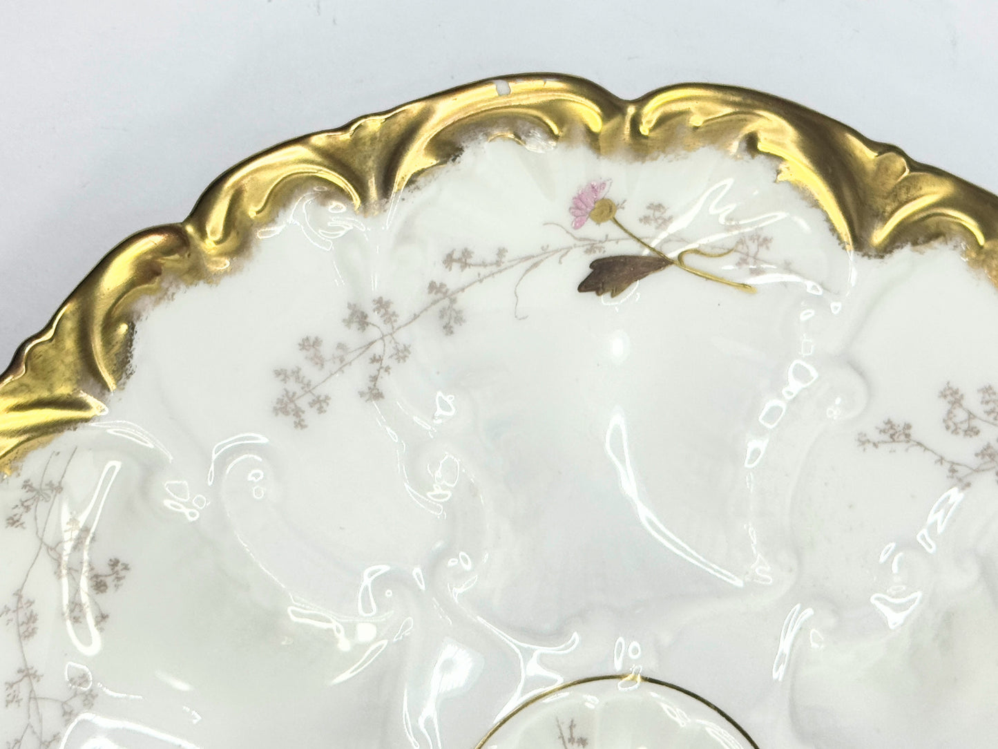 Antique Limoges Oyster Plate with Gold Paste 8.5" A480