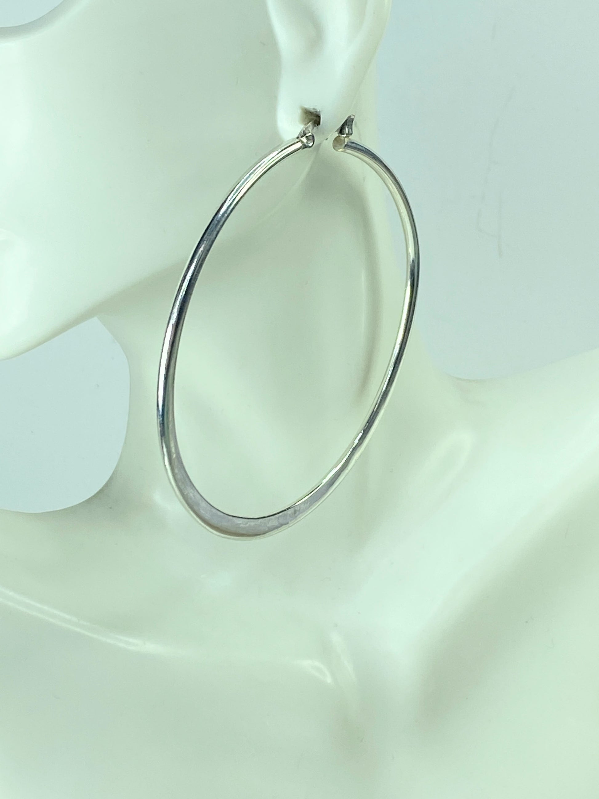 Tiffany & Co Elsa Peretti Large 2 3/4" Large Sterling Silver Hoop Earrings JR544