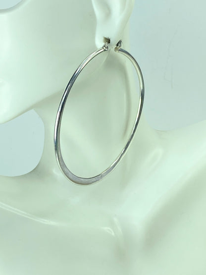 Tiffany & Co Elsa Peretti Large 2 3/4" Large Sterling Silver Hoop Earrings JR544