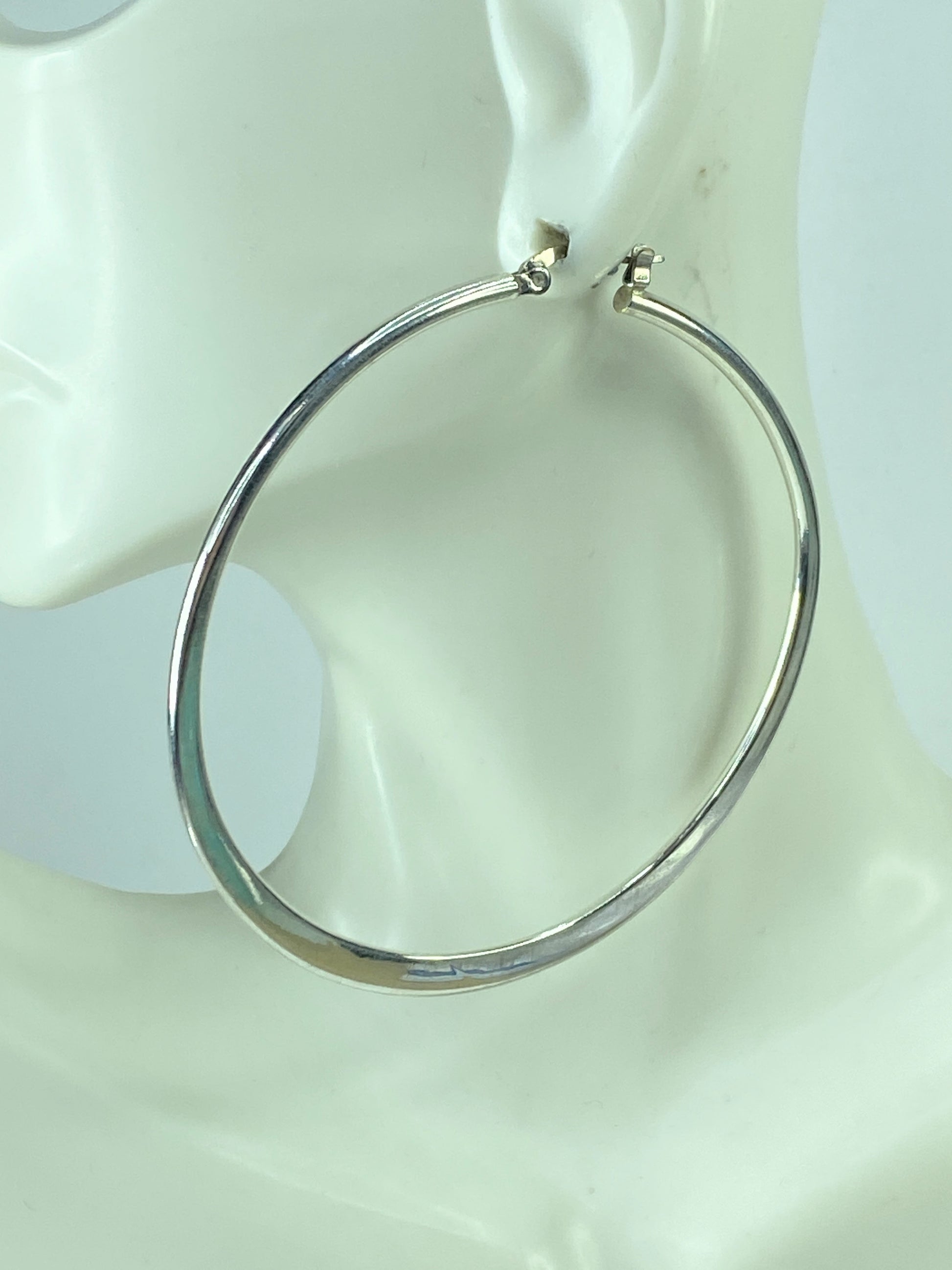 Tiffany & Co Elsa Peretti Large 2 3/4" Large Sterling Silver Hoop Earrings JR544