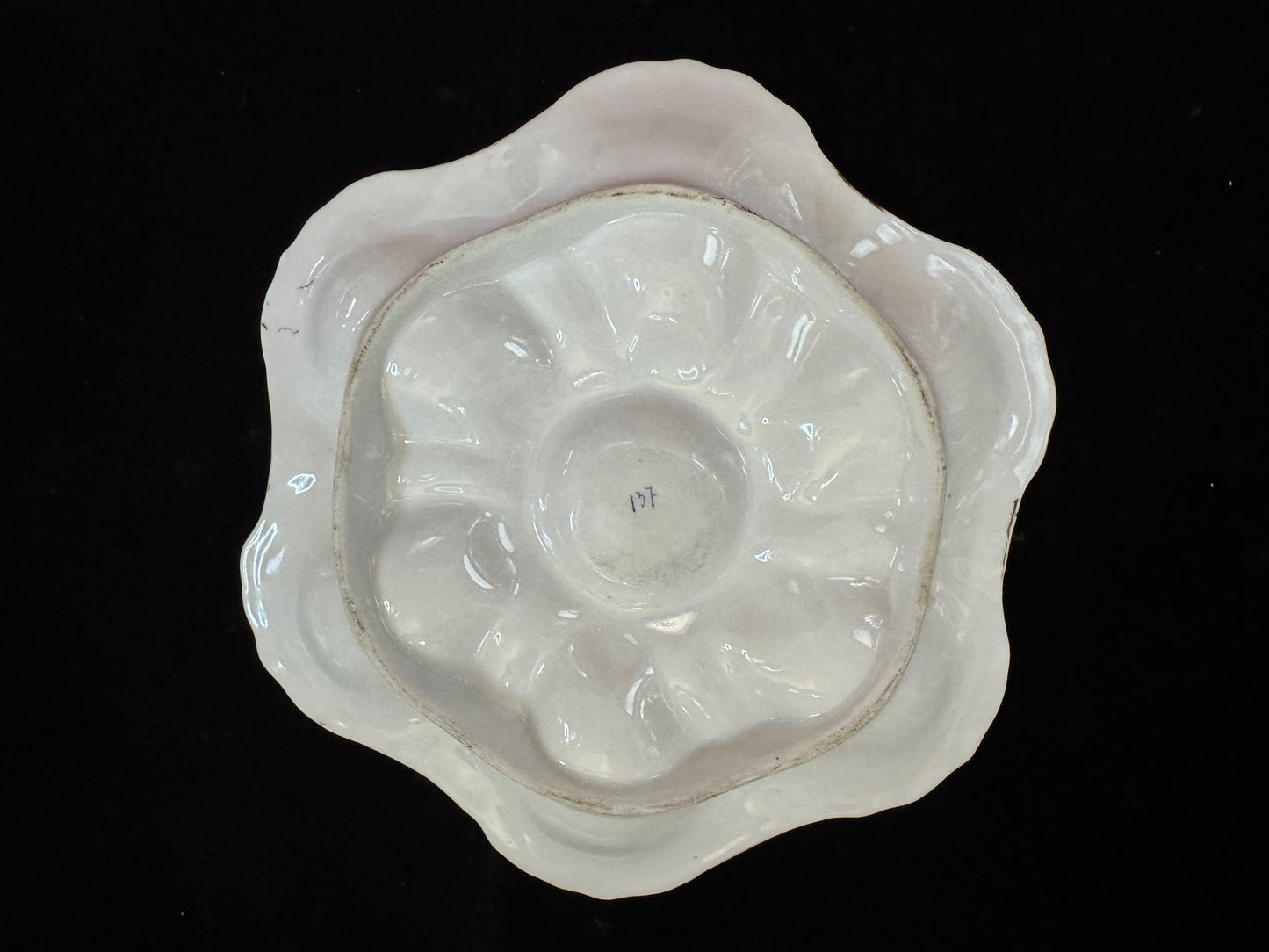 Antique Majolica Oyster Plate Double Ring Center Well mint 9.0" A1097