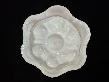 Antique Majolica Oyster Plate Double Ring Center Well mint 9.0" A1097