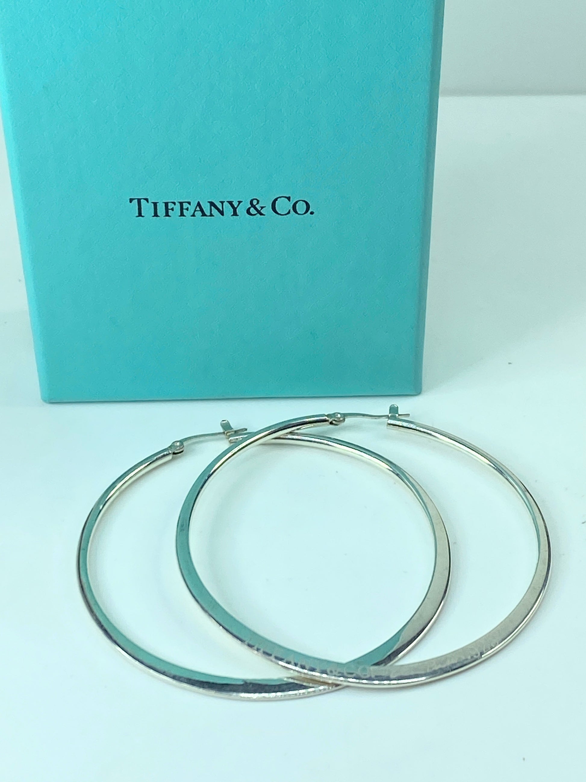 Tiffany & Co Elsa Peretti Large 2 3/4" Large Sterling Silver Hoop Earrings JR544