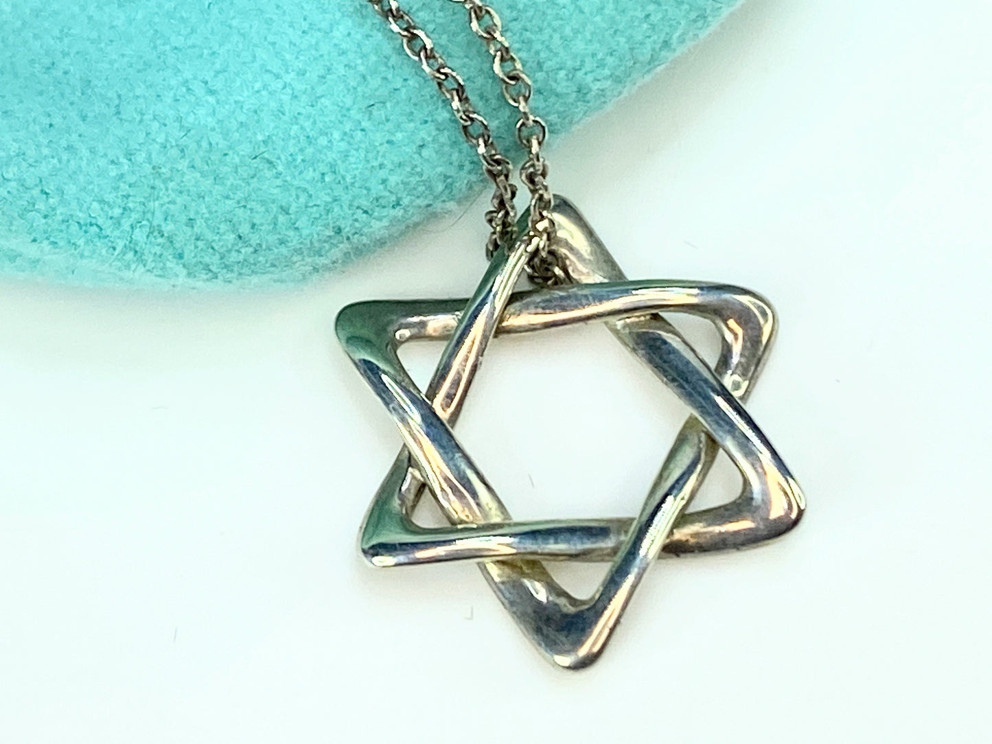 Tiffany & Co Sterling 925 Elsa Peretti Star of David pendant necklace 16" JR9808