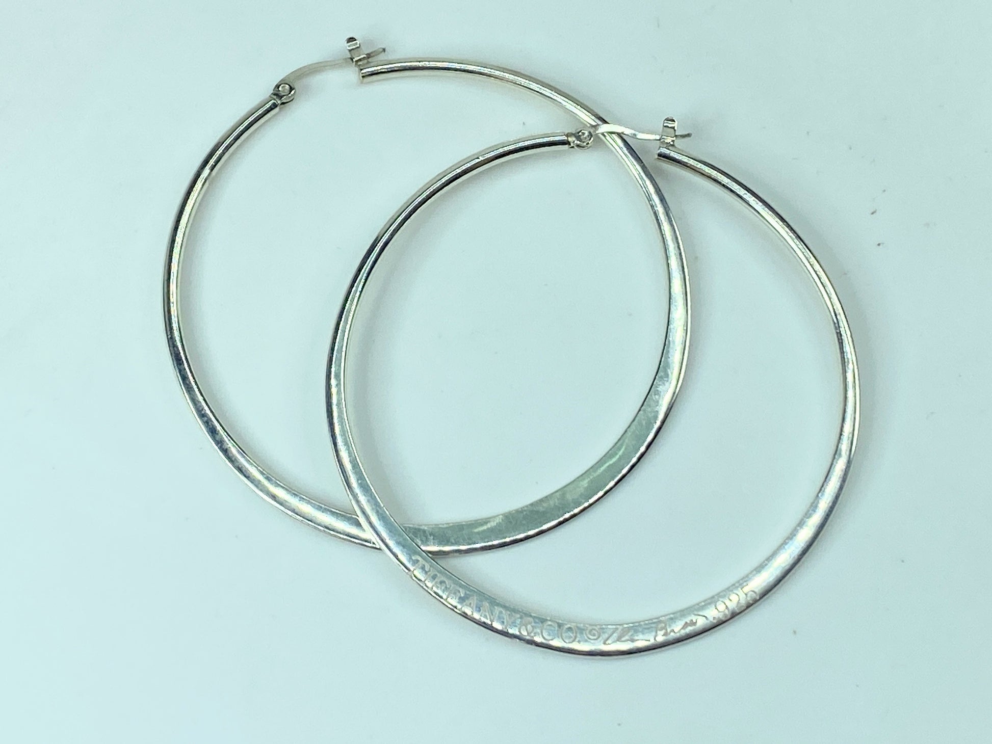 Tiffany & Co Elsa Peretti Large 2 3/4" Large Sterling Silver Hoop Earrings JR544