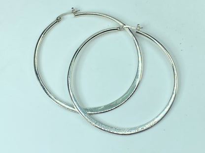 Tiffany & Co Elsa Peretti Large 2 3/4" Large Sterling Silver Hoop Earrings JR544