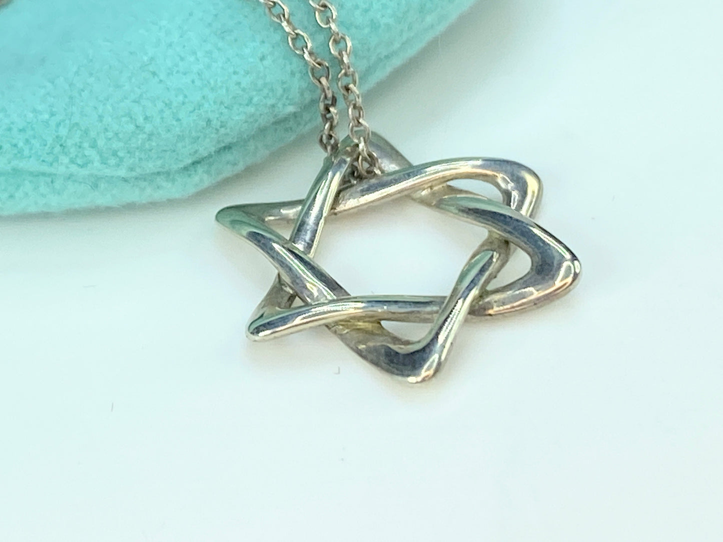 Tiffany & Co Sterling 925 Elsa Peretti Star of David pendant necklace 16" JR9808