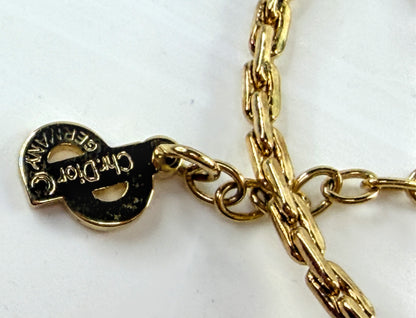 Vintage Christian Dior Simulated Cobalt Enamel Crystal Medallion Necklace GS830