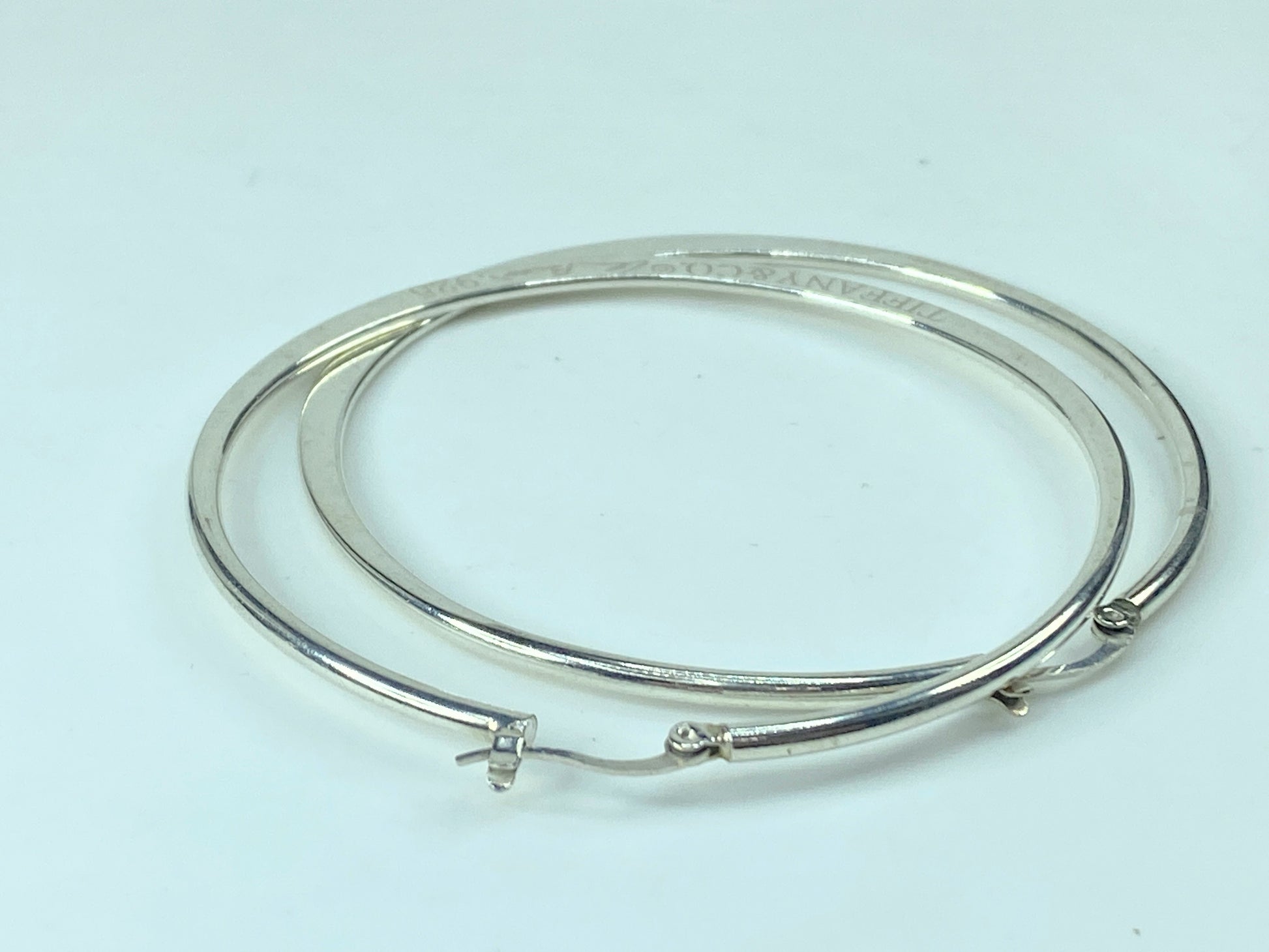 Tiffany & Co Elsa Peretti Large 2 3/4" Large Sterling Silver Hoop Earrings JR544
