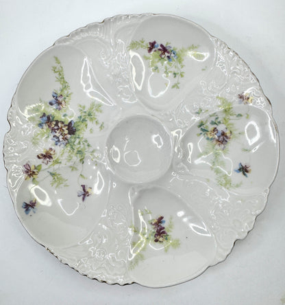 Antique Austria handpainted Pansy flower oyster plate A482