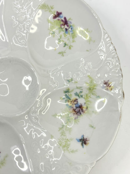 Antique Austria handpainted Pansy flower oyster plate A482