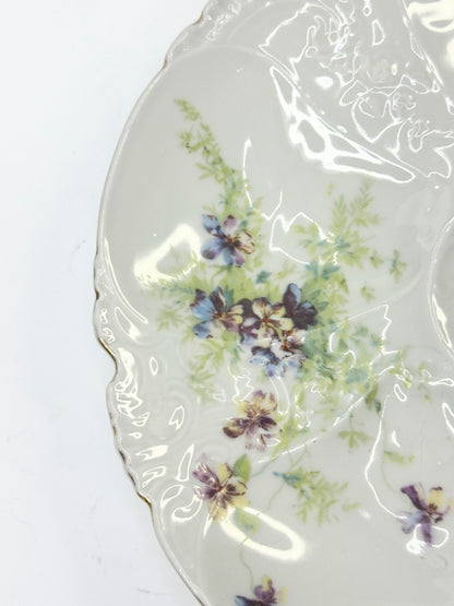 Antique Austria handpainted Pansy flower oyster plate A482