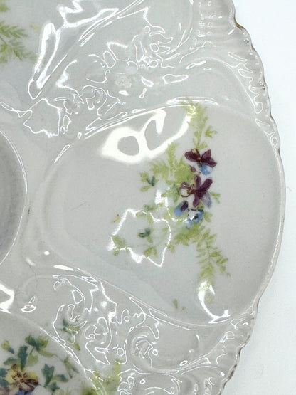 Antique Austria handpainted Pansy flower oyster plate A482
