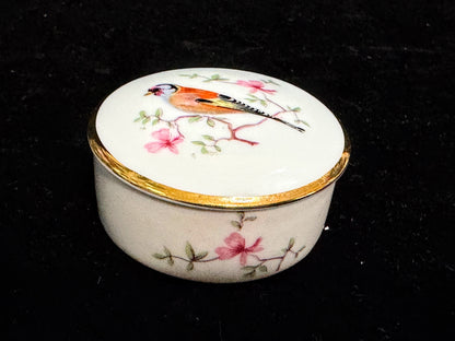 Vintage Limoges Hand Painted Bird Porcelain Trinket Box A1103