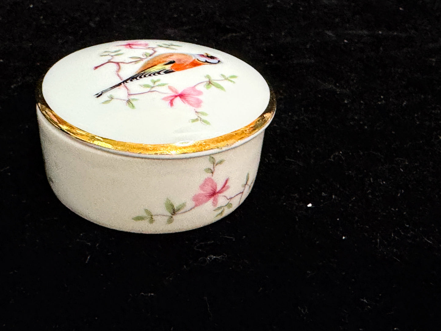Vintage Limoges Hand Painted Bird Porcelain Trinket Box A1103