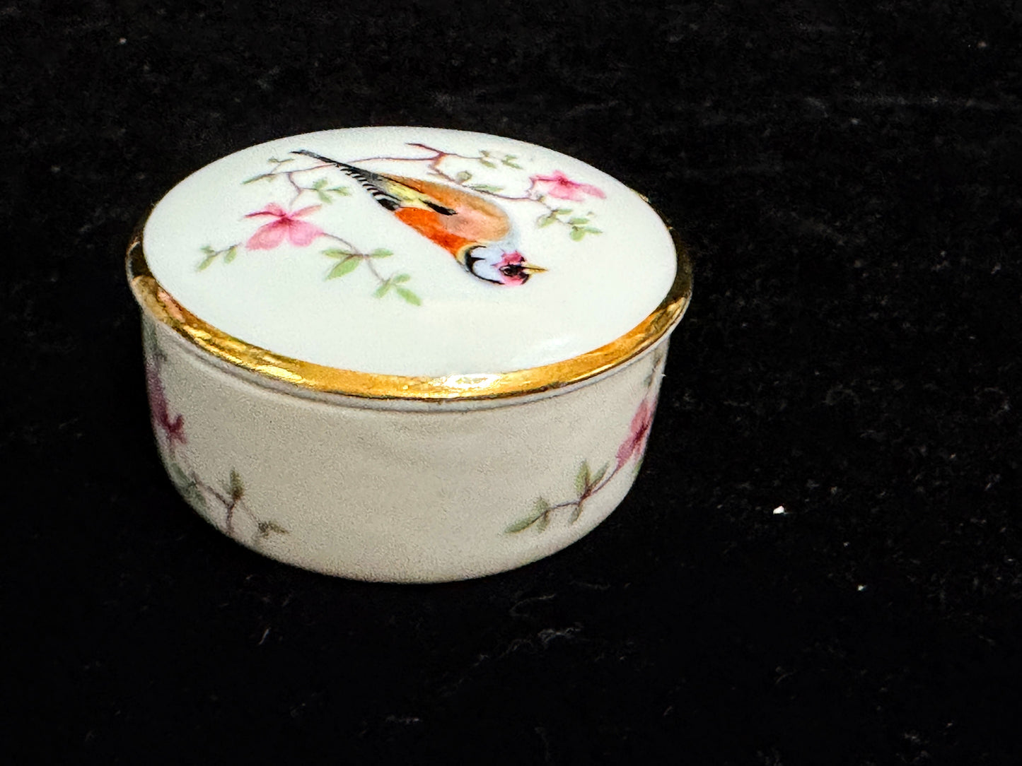 Vintage Limoges Hand Painted Bird Porcelain Trinket Box A1103