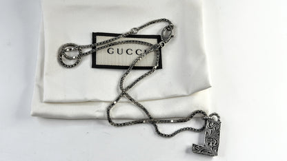 Vintage Gucci Sterling Silver Scroll Letter L Pendant Necklace 18.5" JR1746