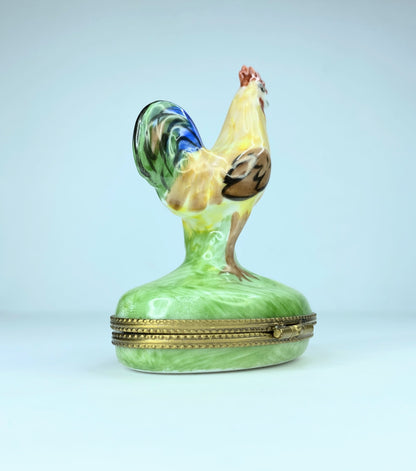 Fantastic ROOSTER ~ Limoges Trinket Box ~ Peint main  A79