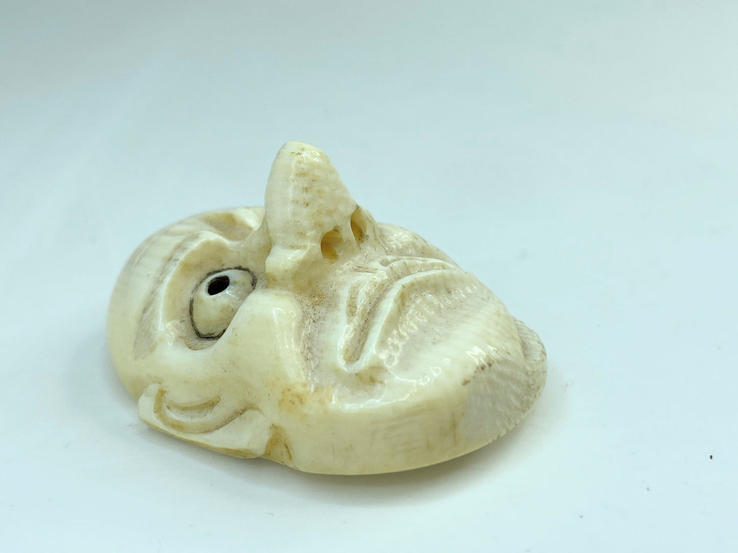 Japanese carved Resin Netsuke nok Kappa mask signed A590