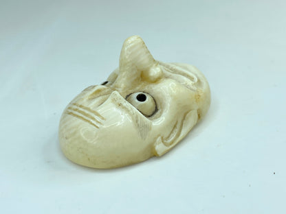Japanese carved Resin Netsuke nok Kappa mask signed A590