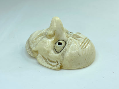 Japanese carved Resin Netsuke nok Kappa mask signed A590