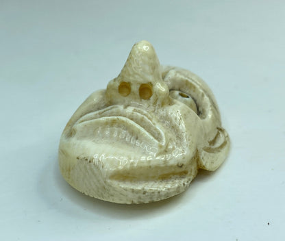 Japanese carved Resin Netsuke nok Kappa mask signed A590