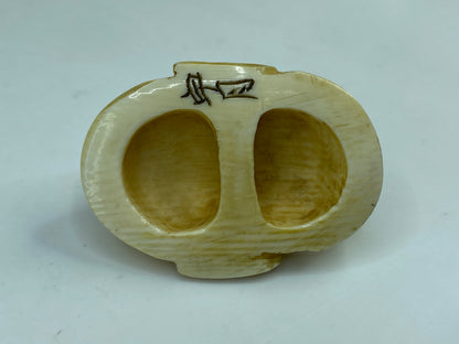 Japanese carved Resin Netsuke nok Kappa mask signed A590