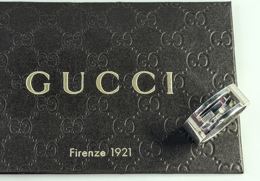 Vintage Gucci Sterling Silver G Logo Cut-Out Band Ring 8.33mm
