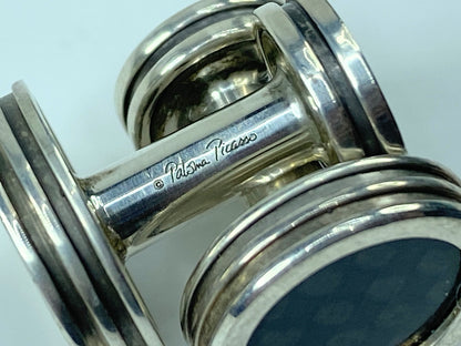 Tiffany & Co. Paloma Picasso Mens Silver Carbon Fiber Round Cufflinks JR546