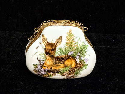 Vintage Limoges France Reversible Porcelain Trinket Box Pendant 2 1/2" A1105