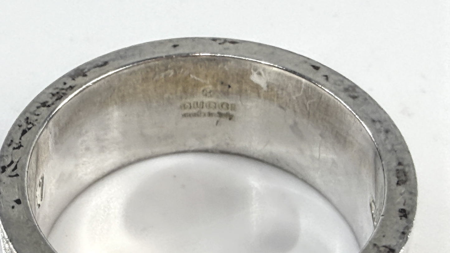 Vintage Gucci Sterling Silver G Logo Cut-Out Band Ring 8.33mm