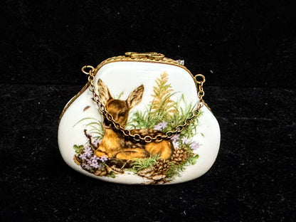 Vintage Limoges France Reversible Porcelain Trinket Box Pendant 2 1/2" A1105