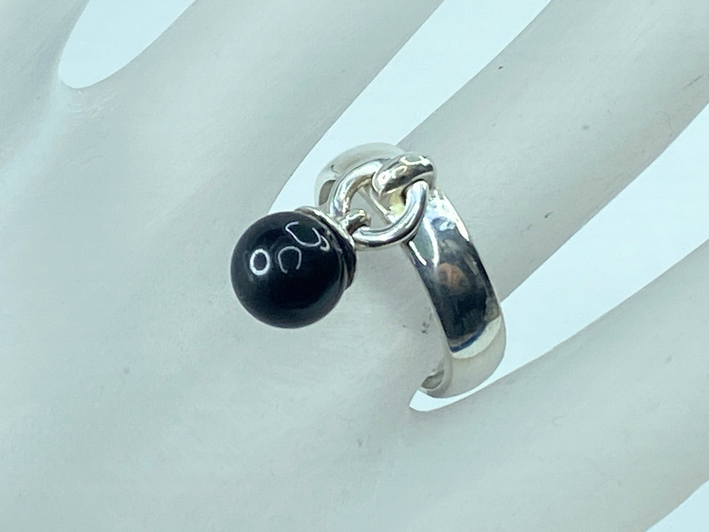 Tiffany Co. Vintage 5.0mm Onyx Charm hardware Ring Sterling Silver 5.6g s7 JR545