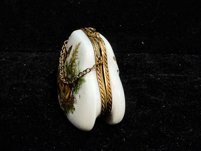 Vintage Limoges France Reversible Porcelain Trinket Box Pendant 2 1/2" A1105