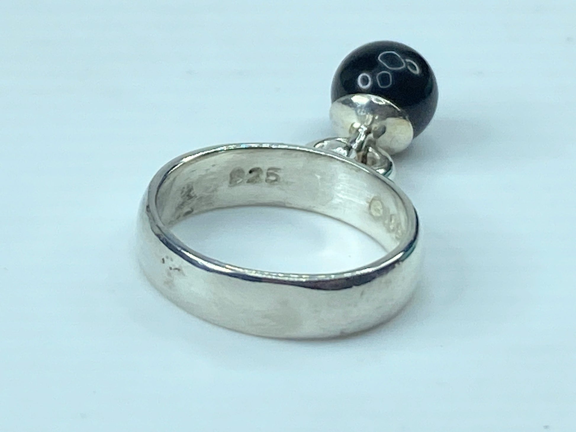Tiffany Co. Vintage 5.0mm Onyx Charm hardware Ring Sterling Silver 5.6g s7 JR545