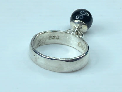 Tiffany Co. Vintage 5.0mm Onyx Charm hardware Ring Sterling Silver 5.6g s7 JR545