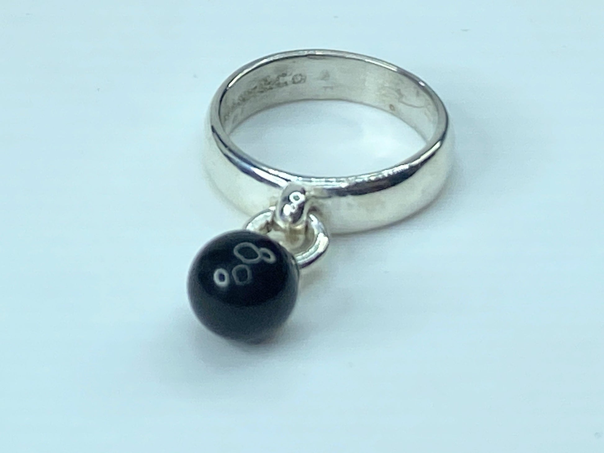 Tiffany Co. Vintage 5.0mm Onyx Charm hardware Ring Sterling Silver 5.6g s7 JR545