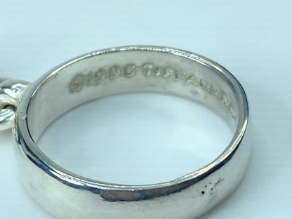 Tiffany Co. Vintage 5.0mm Onyx Charm hardware Ring Sterling Silver 5.6g s7 JR545