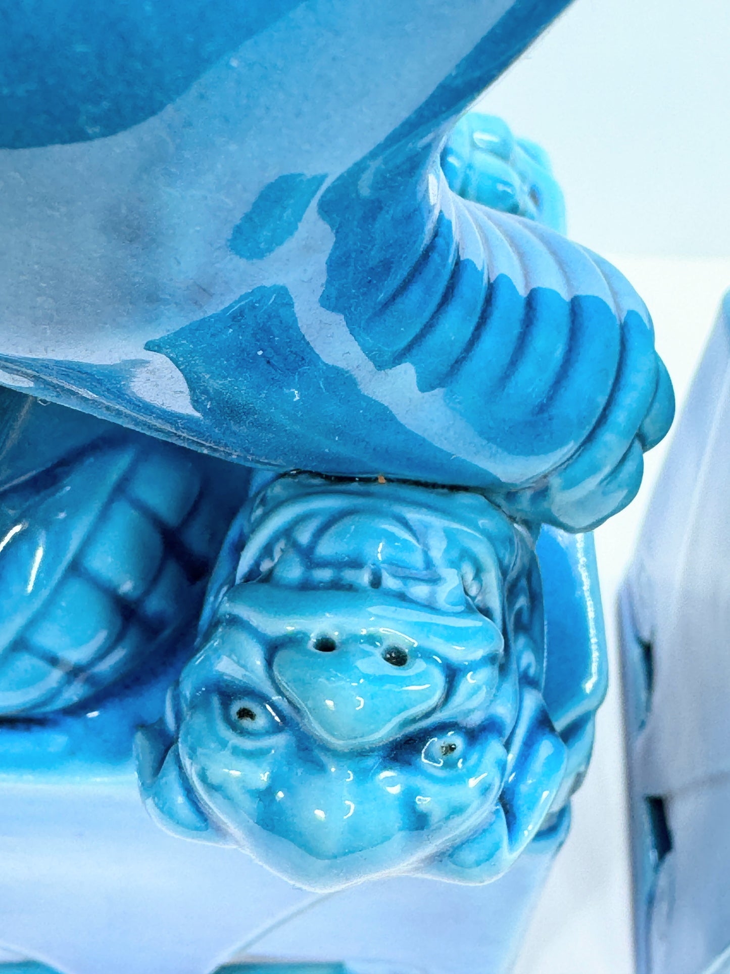 Vintage turquoise glazed porcelain Foo Dogs/imperial lions shi shi 14.5" A484