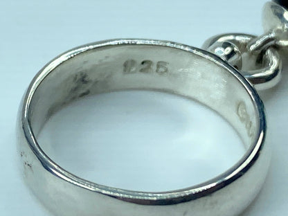 Tiffany Co. Vintage 5.0mm Onyx Charm hardware Ring Sterling Silver 5.6g s7 JR545