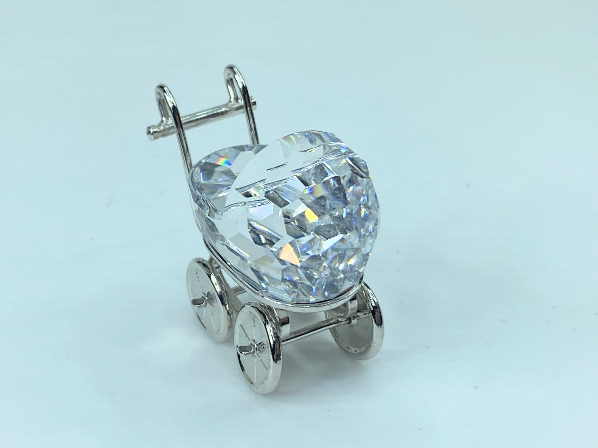 Swarovski Crystal Figurine #626866 Rhodium Pram COA w/ mirror SS50