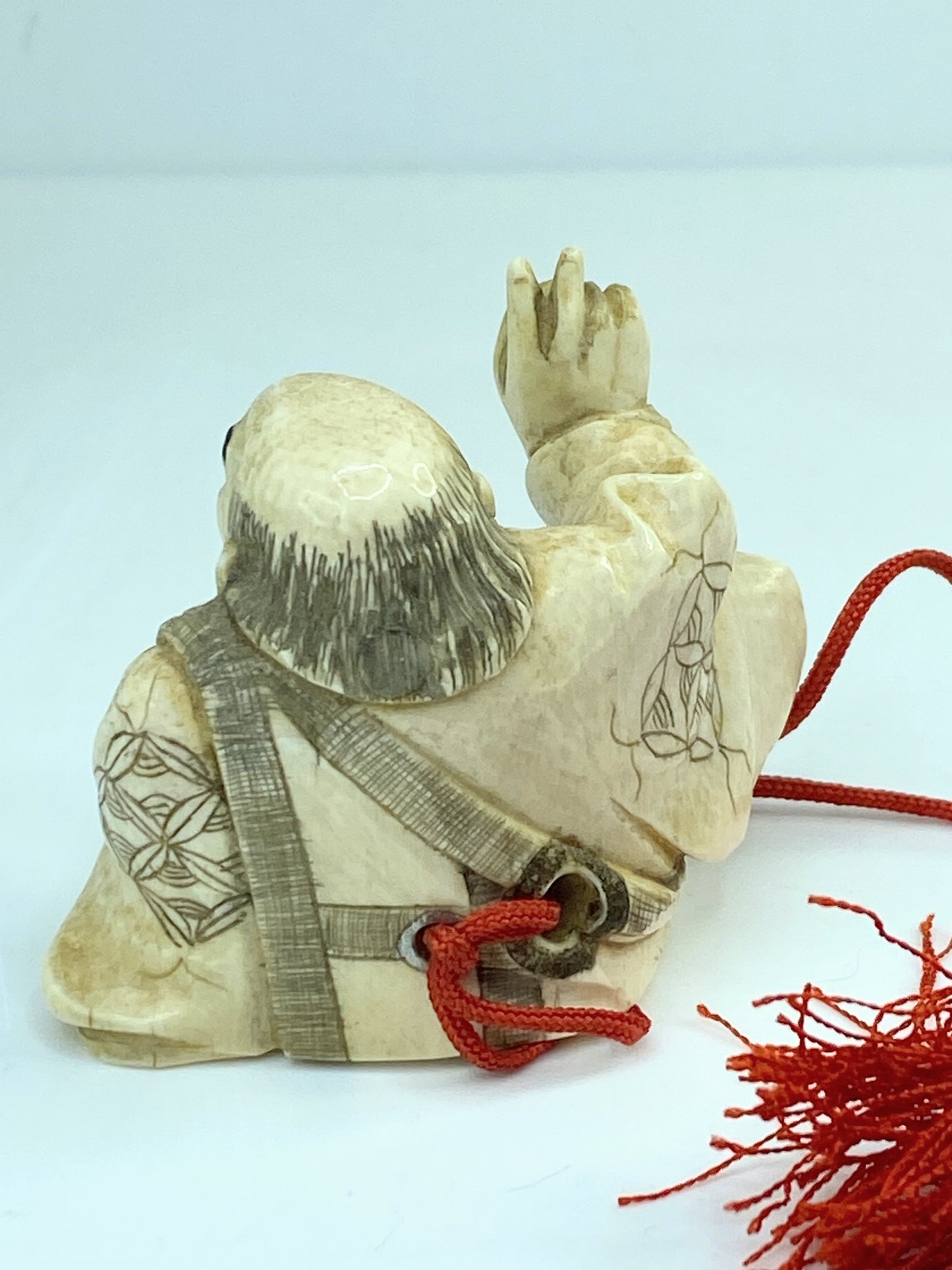 Japanese Netsuke Polychrome carved Sorcery Signed, retractable tongue A593