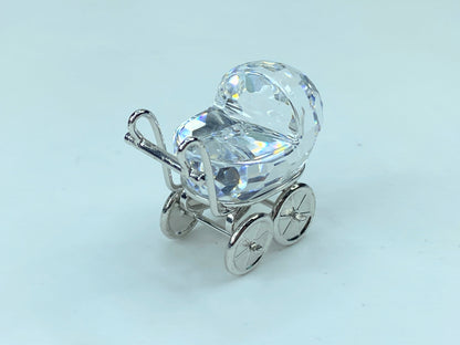 Swarovski Crystal Figurine #626866 Rhodium Pram COA w/ mirror SS50