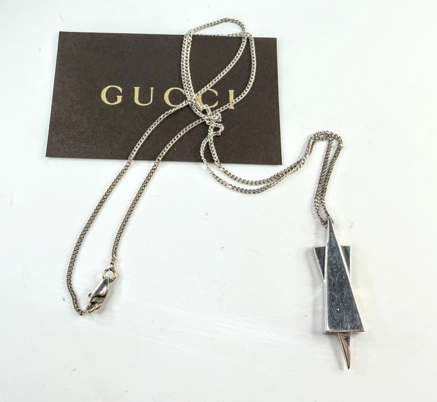 Vintage Gucci Sterling Silver ex-large Star of David Necklace 20" 2"x27mm JR1620