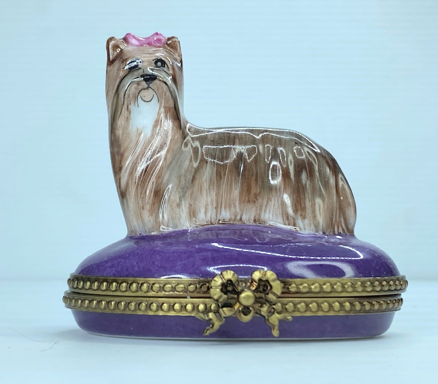 French Limoges Yorkshire Terrier Trinket Box A84