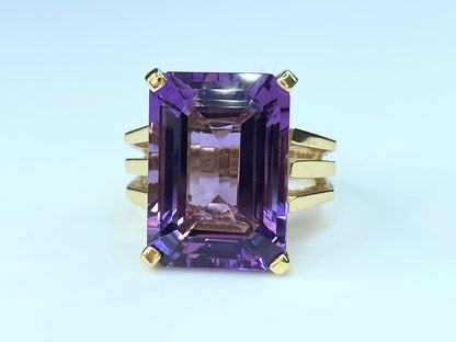 Immense Amethyst Solitaire 14 karat ring