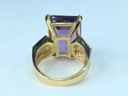 Immense Amethyst Solitaire 14 karat ring